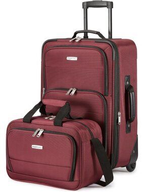Expandable 2-Piece Softside Luggage Set with Wheels & Tote, 23" & 15", Burgundy